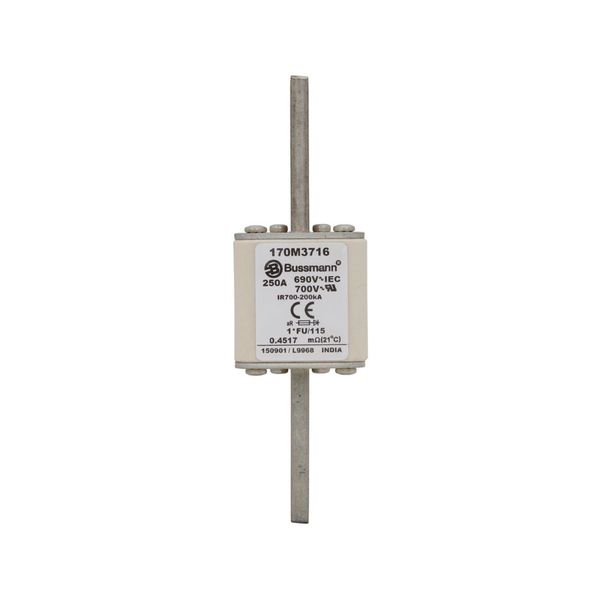 Fuse-link, high speed, 250 A, AC 690 V, compact size 1, 45 x 45 x 148 mm, aR, IEC, UL image 3