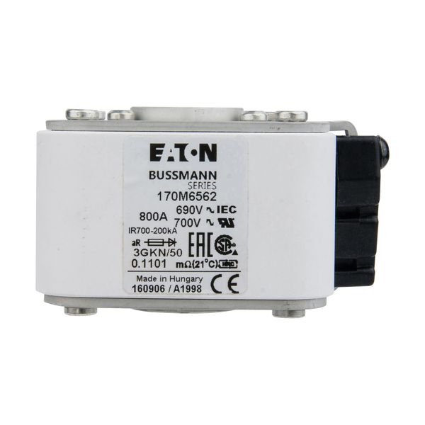 Fuse-link, high speed, 800 A, AC 690 V, size 3, 76 x 92 x 53 mm, aR, IEC, UL, type K indicator image 14