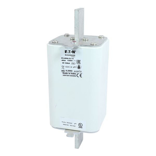 Fuse-link, high speed, 400 A, DC 1500 V, 3L, 75 x 205 mm, gPV, IEC, UL, with indicator image 22