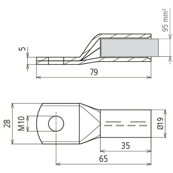 Crimped cable lug DIN 46235 95 mm² M10 Cu/gal Sn with nickel barrier l image 2