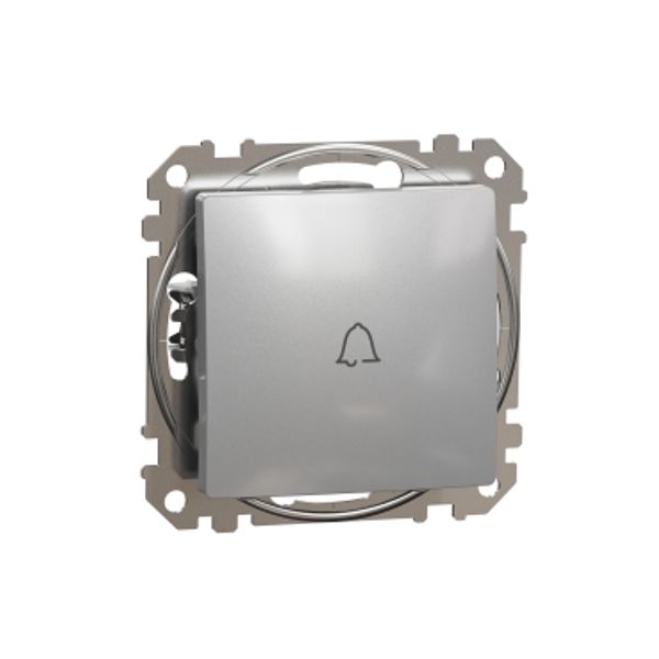 Sedna Design & Elements, 1-way Push-Button 10A Bell Symbol, professional, aluminium image 3