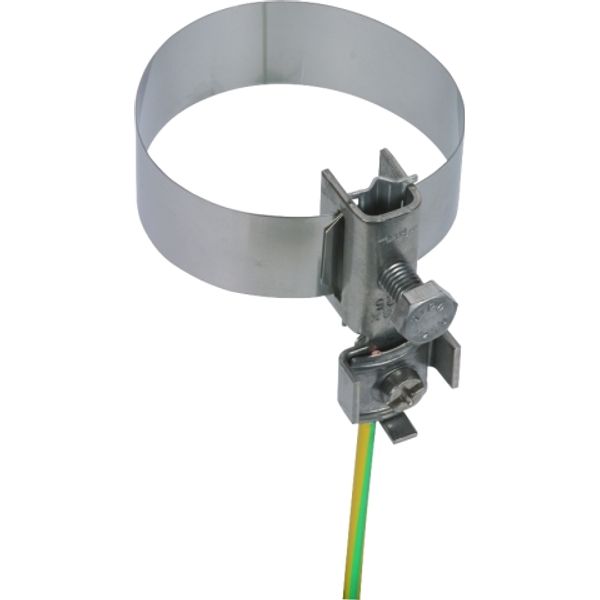 Earthing pipe clamp D 27-60mm with connection clamp 2 x 4-25mm² StSt image 1