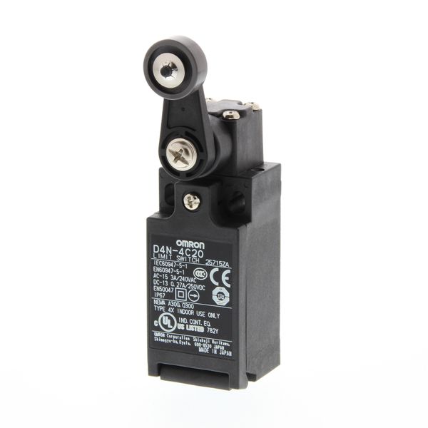 Limit switch, D4N, M20 (1-conduit), 2NC/1NO (slow-action), roller leve image 4