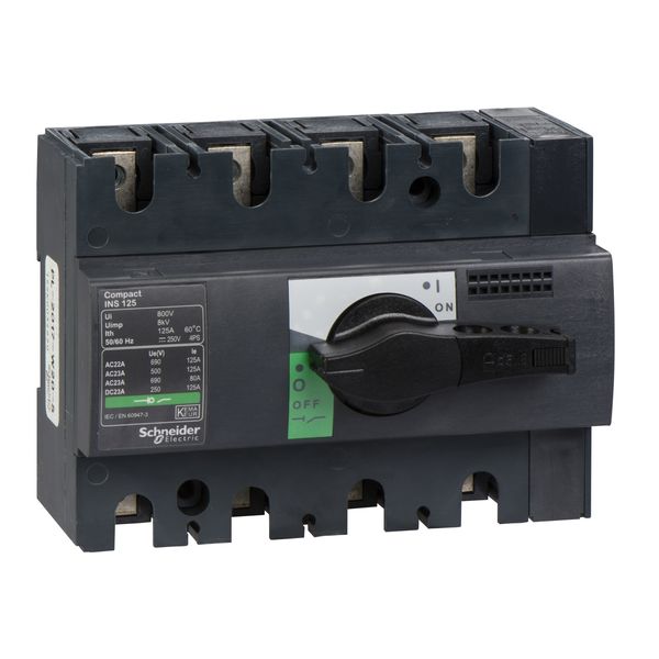 switch disconnector, Compact INS125 , 125 A, standard version with black rotary handle, 4 poles image 2