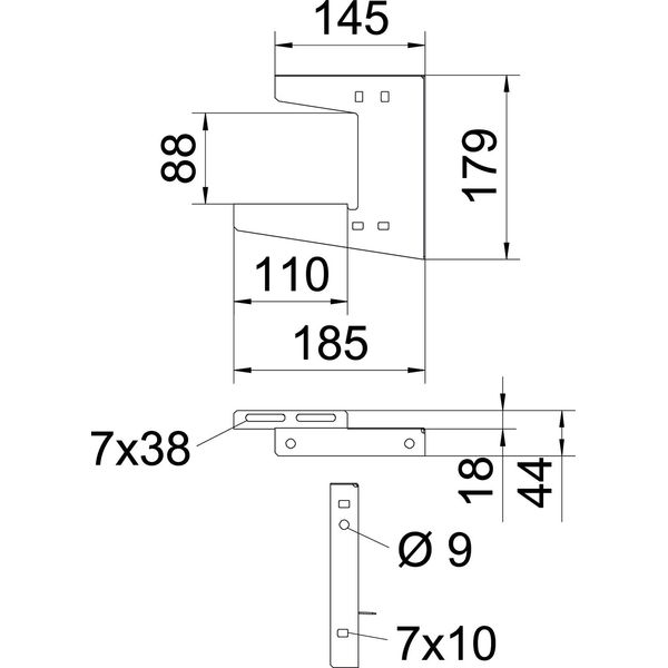 WDB L 100 FT Wall and ceiling bracket lightweight version B100mm image 2