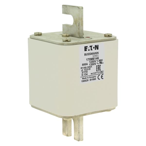 Fuse-link, high speed, 800 A, AC 1250 V, size 3, 76 x 90 x 139 mm, aR, DIN, IEC, single indicator image 18