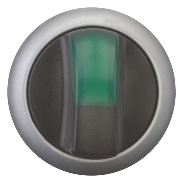 Illuminated selector switch actuator, RMQ-Titan, With thumb-grip, momentary, 3 positions, green, Bezel: titanium image 3