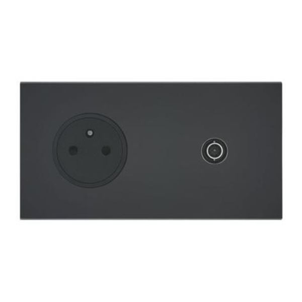 Art d'Arnould universe Epure 2P+E power socket and television socket - matte black image 1