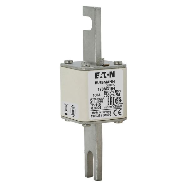 Fuse-link, high speed, 160 A, AC 690 V, compact size 1, 45 x 45 x 134 mm, aR, DIN, IEC, single indicator image 14