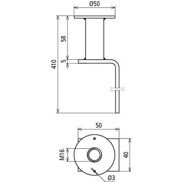 Flat steel earthing bridge, conn. plate with M16 thread D 50mm h 402mm image 2