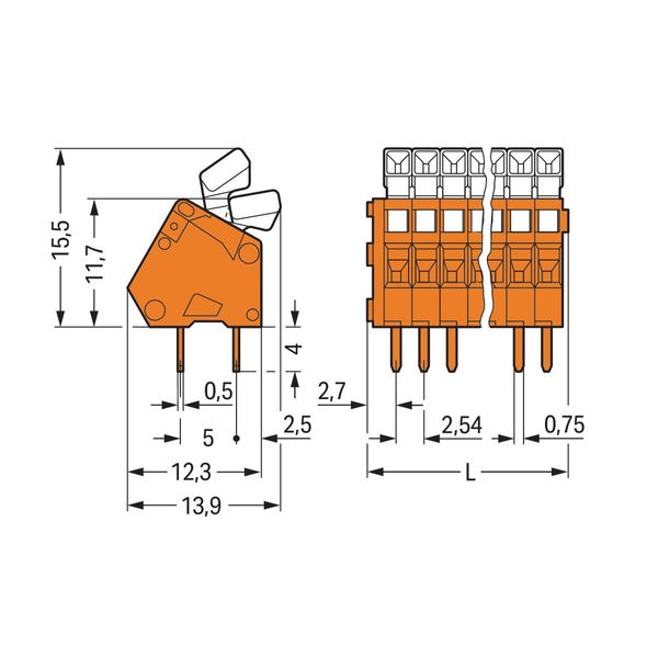 PCB terminal block push-button 0.5 mm² orange image 3