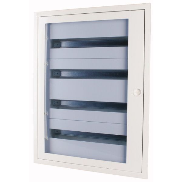 Complete flush-mounted flat distribution board with window, white, 24 SU per row, 5 rows, type C image 1