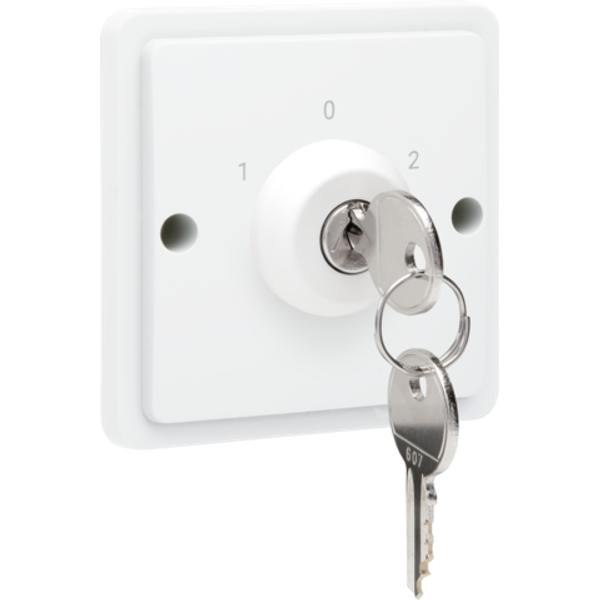 Splashproof key switch 10 A with screw terminals, white image 1