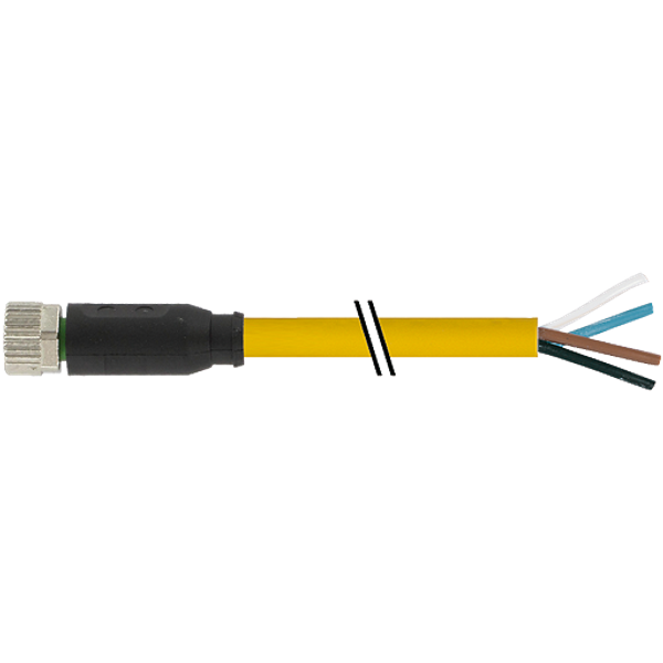 M8 female 0° A-cod. with cable PUR 4x0.25 ye UL/CSA+drag ch. 1m image 1