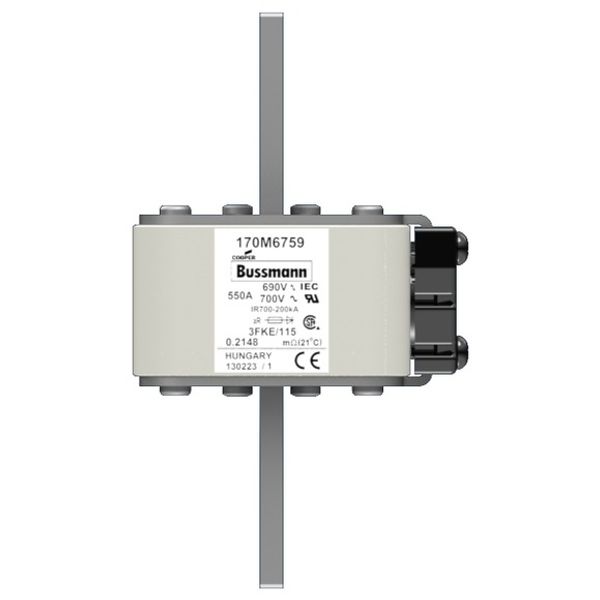 Fuse-link, high speed, 550 A, AC 690 V, size 3, 76 x 92 x 139 mm, aR, IEC, UL, single indicator image 7