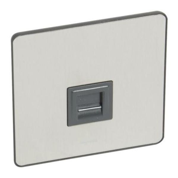 Sinergy Sleek Telephone socket RJ11/RJ12 Brushed Stainless steel image 1