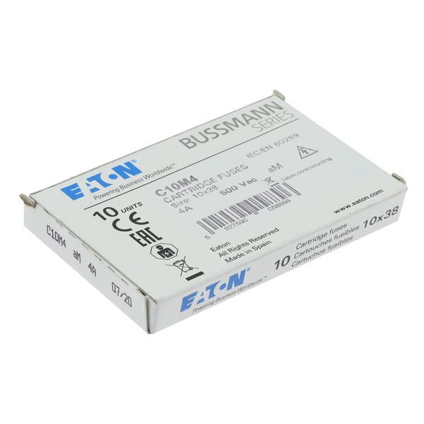 Fuse-link, LV, 4 A, AC 500 V, 10 x 38 mm, aM, IEC image 12