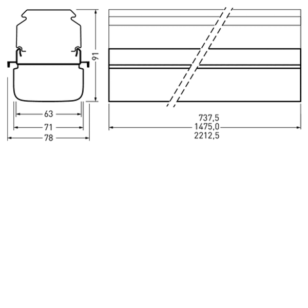 Continuous lines 765... E-Line Next Fix Cover disc White rectangular ETDD 68W 10500lm Wide (W) IP50 IK04 3 SDCM 9002115600 image 1