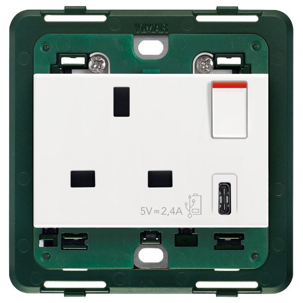 2P+E13ABS socket+red switch +C-USB white image 1