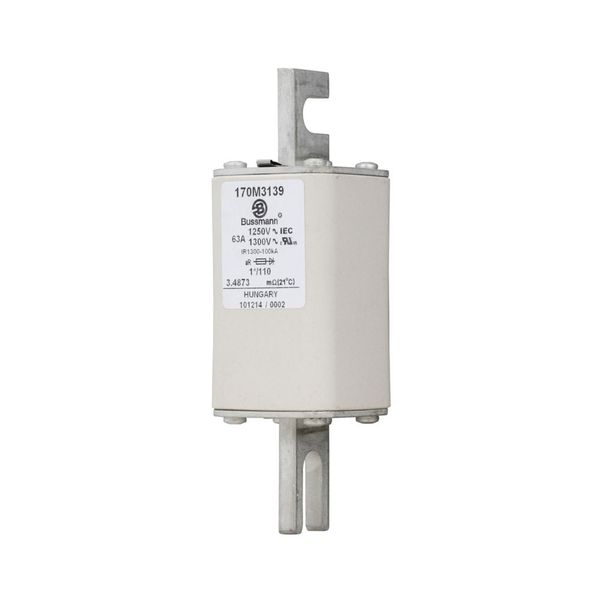 Fuse-link, high speed, 63 A, AC 1250 V, compact size 1, 45 x 45 x 138 mm, aR, DIN, IEC, single indicator image 2