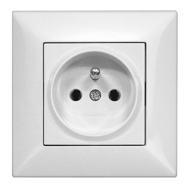 Pin socket outlet, complete, white, cage clamps image 1