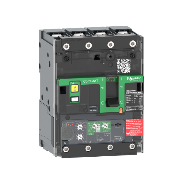 Circuit breaker, ComPacT NSXm 100E, 16kA/415VAC, 4 poles, MicroLogic 4.1 trip unit 100A, lugs/busbars image 4