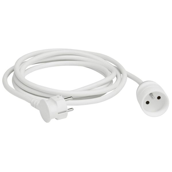 051600 2P+E domestic extension cord with protective clips length 5m - white image 1