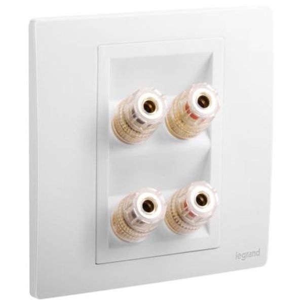 Mallia Senses 2 gang single loudspeaker socket outlet - Matt White image 1