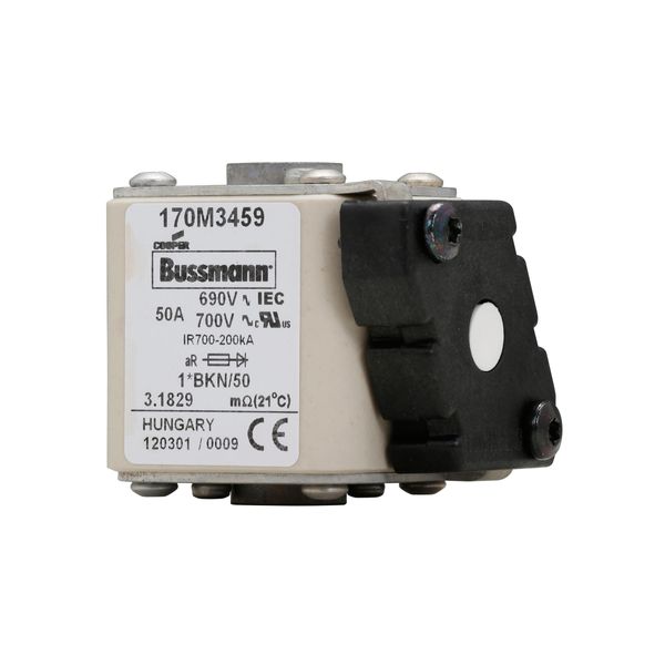 Fuse-link, high speed, 50 A, AC 690 V, compact size 1, 45 x 59 x 51 mm, aR, IEC, UL, single indicator image 16