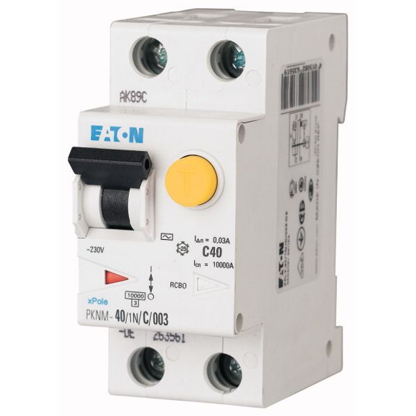 RCD/MCB combination, 40 A, 300 mA, MCB trip characteristic: B, 1p+N, RCD trip characteristic: A image 1