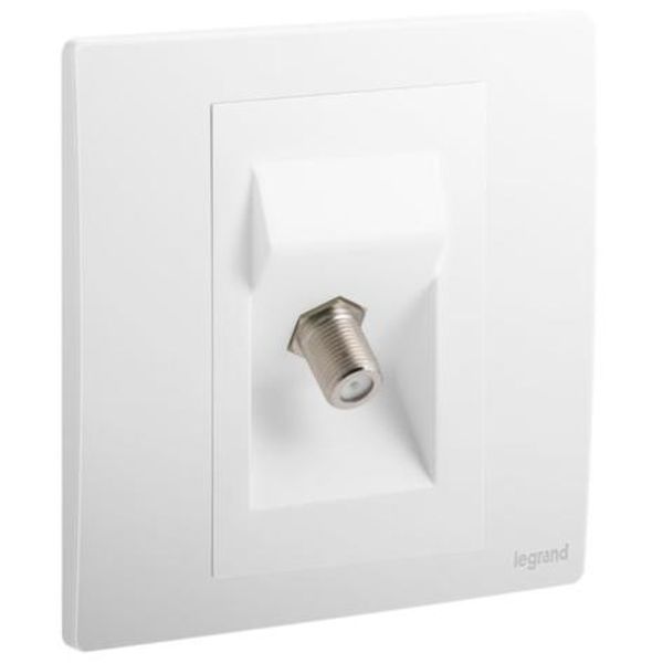 Mallia Senses - 1 gang "F" Type terminal TV socket outlet - Matt White image 1