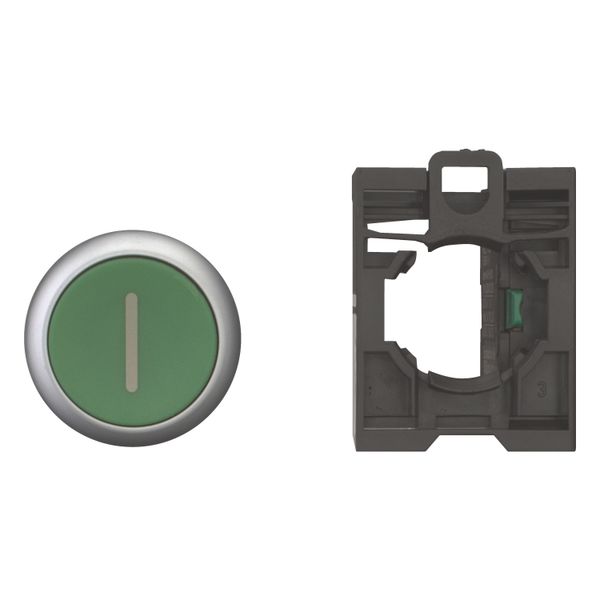 Pushbutton, RMQ-Titan, Flat, momentary, 1 N/O, green, inscribed, Bezel: titanium image 10