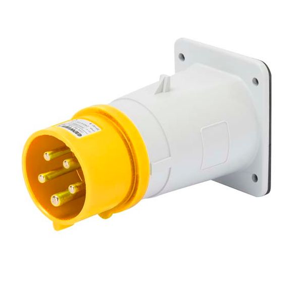 STRAIGHT FLUSH MOUNTING INLET - IP44 - 3P+N+E 32A 100-130V 50/60HZ - YELLOW - 4H - SCREW WIRING image 2