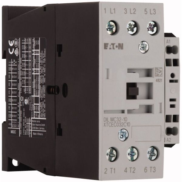 Contactor, 3 pole, 380 V 400 V 15 kW, 1 N/O, RDC 130: 110 - 130 V DC, DC operation, Spring-loaded terminals image 4