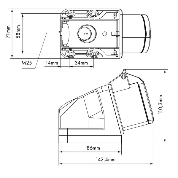 CEE-Wall mounted socket, 5-pole, 32A, 400V, IP44 image 5