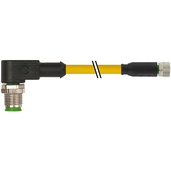 M12 male 90° / M8 female 0° A-cod. PVC 3x0.25 ye UL/CSA 6m image 1