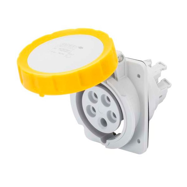 10° ANGLED FLUSH-MOUNTING SOCKET-OUTLET HP - IP66/IP67 - 3P+E 32A 100-130V 50/60HZ - YELLOW - 4H - FAST WIRING image 2