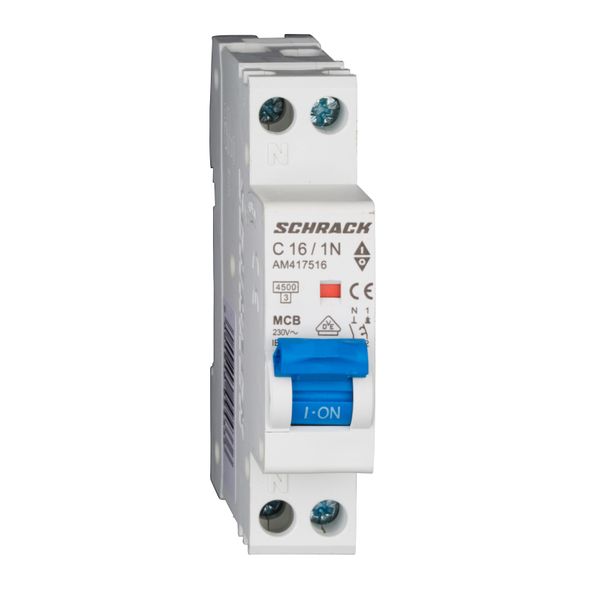 Miniature Circuit Breaker (MCB) AMPARO 4.5kA, C 16A, 1+N,1MW image 1