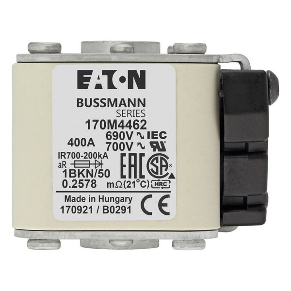 Fuse-link, high speed, 400 A, AC 690 V, size 1, 53 x 69 x 51 mm, aR, IEC, UL, type K indicator, flush end, M8 image 7