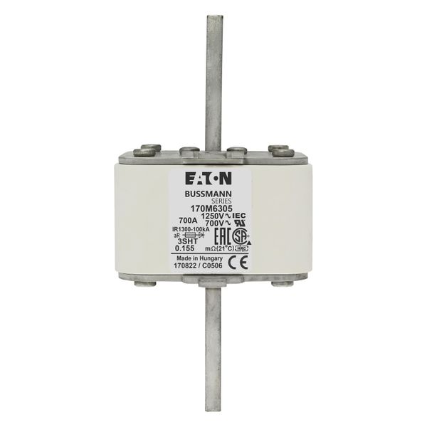 Fuse-link, high speed, 700 A, AC 1250 V, size 3, 76 x 76 x 155 mm, aR, IEC, single indicator image 17