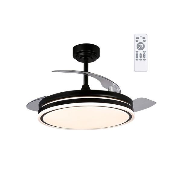 Moss Black LED Ceiling Fan 72W 7920Lm CCT Dim Folding blades image 1