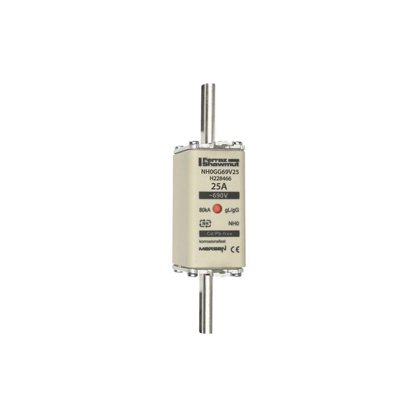 Fuse-link NH0 gG 690VAC 25A live tags Double indicator image 1