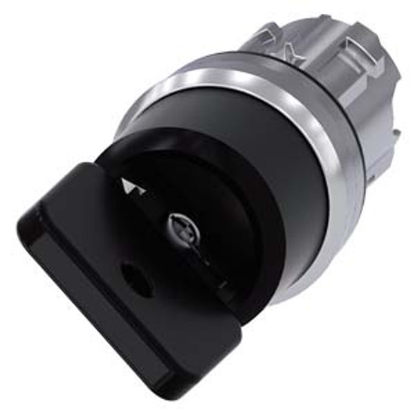 3SU1050-4HF11-0AA0-Z Y15 Key-operated switch O.M.R, 22 mm, round, metal, shiny, lock number 73034, black, with 2 keys, 2 switch positions O-I, latching, actuating angle 90°, image 1