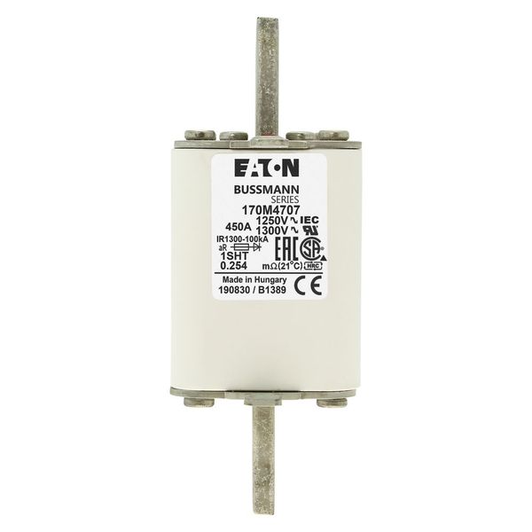 Fuse-link, high speed, 450 A, AC 1250 V, size 1, 53 x 63 x 135 mm, aR, IEC, single indicator image 6