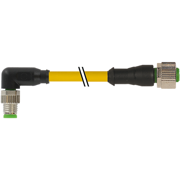 M8 male 90° / M12 female 0° A-cod. PUR 4x0.25 ye +robot+drag ch. 1m image 1