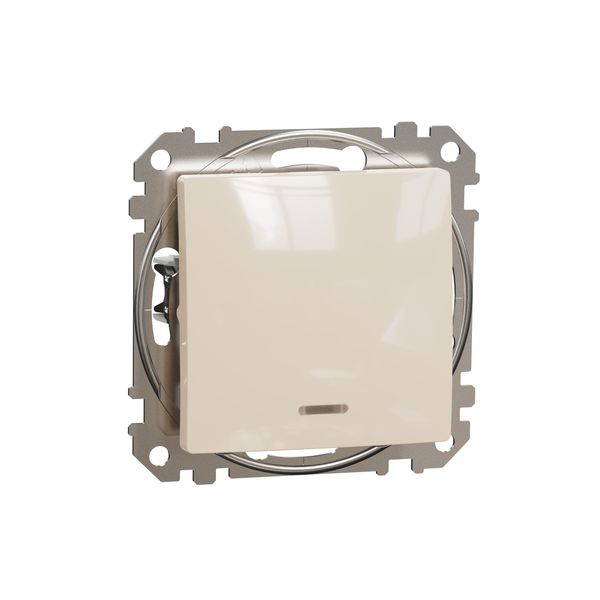 Sedna Design & Elements, 2-Pole switch 10AX Red indicator LED, beige image 3