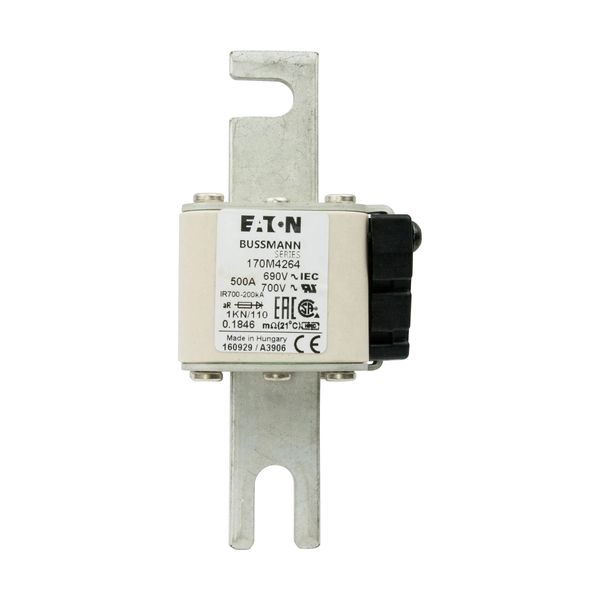 Fuse-link, high speed, 500 A, AC 690 V, DIN 1, 53 x 69 x 138 mm, aR, DIN, IEC, single indicator image 13