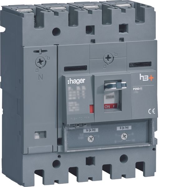 Moulded Case Circuit Breaker h3+ P250 TM ADJ 4P4D N0-100% 125A 25kA FT image 1