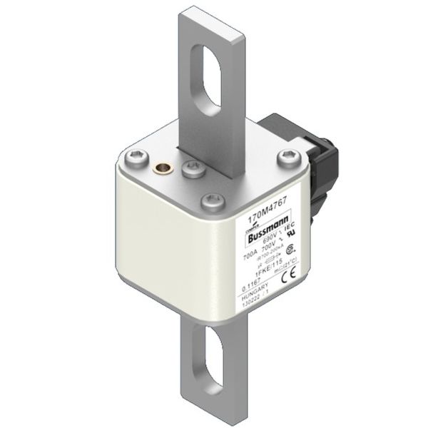 Fuse-link, high speed, 700 A, AC 690 V, size 1, 53 x 69 x 136 mm, aR, IEC, UL, K type indicator, 115 mm centers image 4