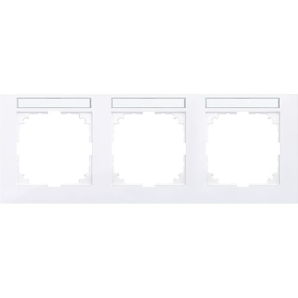 M-Pure frame, 3-fold with label holder, horizontal installation, active white, image 1